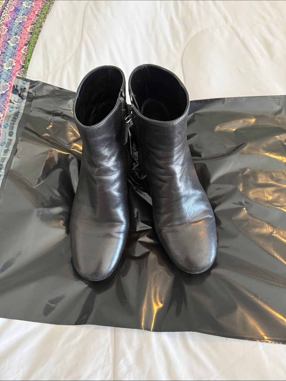 Prada Black Leather Zip Ankle Booties